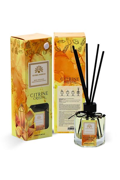 global fashion Luxury Reed Diffuser 100ml – French Essence, Long-Lasting Scent Eco Home Decor Gift, Citrine Crystal