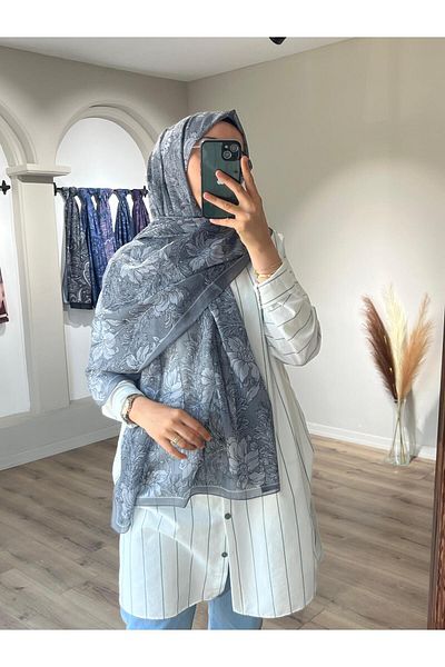 Merwiss Viena Silk Crepe Grey Σάλι