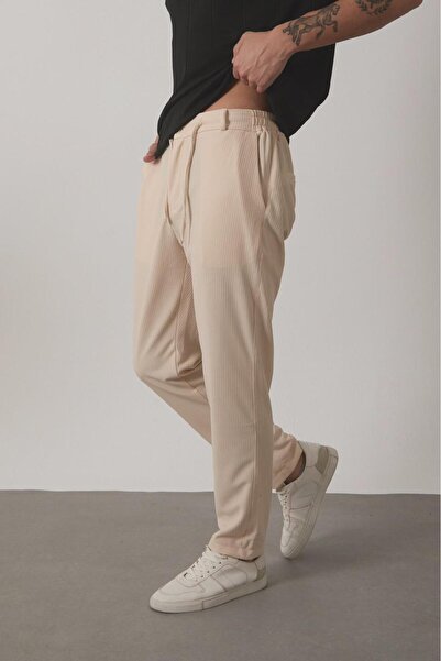 Oksit Durry Slim Fit Çizgi Desenli Beli Lastikli Erkek Jogger Pantolon