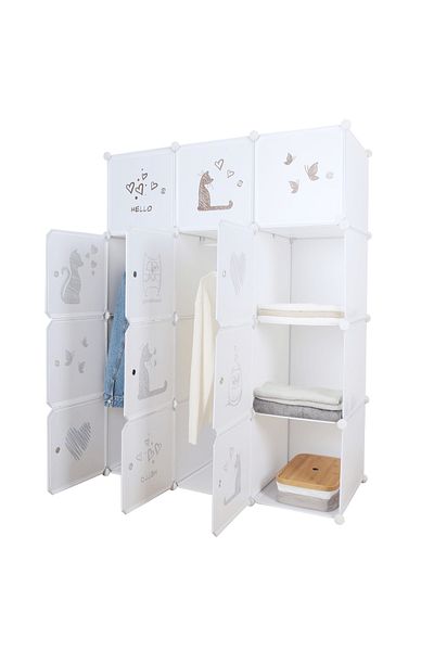 Decorer Modular wardrobe for children white brown Kitaro 107x47x142 cm