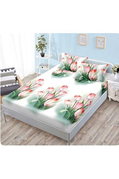 OEM Mattress Cover, 2 persons, 160x200 cm, tulip print, multicolor