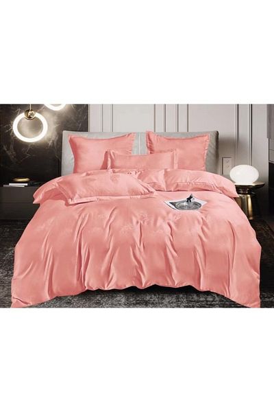OEM Double Bed Linen, Jacquard, 6 Pieces, Elastic, 180x200 cm, Coral