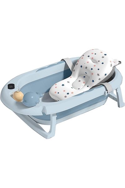 Lumely Foldable Baby Bathtub, With Non-slip Mat And Heat Sensitive Drain Plug,for Newborn