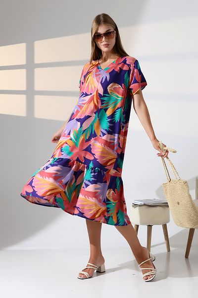 LİKAPA Li̇kapashop Viscosse Ruffle Large Size Dress