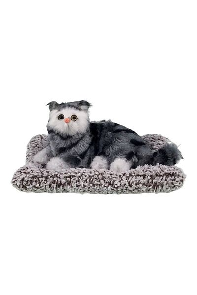 OEM Textile Kitten Sitting on Pillow, 18x10 cm, Grey