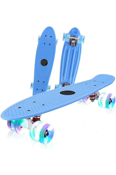 divendi-ro Skateboard with Lights, for children 4 years+, ABEC-7 bearings, silicone wheels, Red