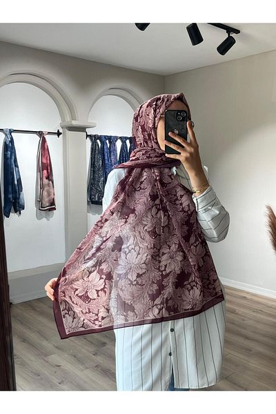 Merwiss Viena Silk Crepe Plum Shawl