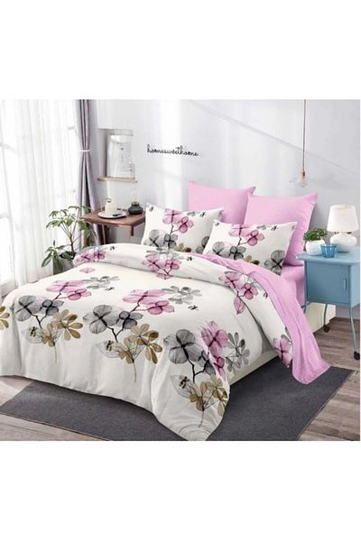 OEM Double Bed Linen Set, 6 Pieces, Floral Print, Multicolor