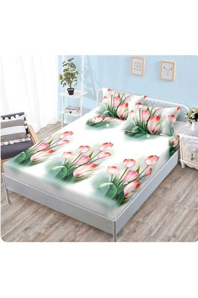 OEM Mattress Cover, 2 persons, 160x200 cm, tulip print, multicolor