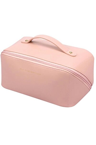 Aptel Козметична Чанта, 3 отделения, екокожа, розова, 10.5x25x10 см
