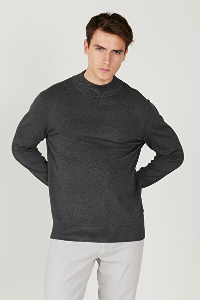 AC&Co / Altınyıldız Classics Men's Anthracite-Melange Standard Fit Regular Cut Half Turtleneck Knitwear Sweater