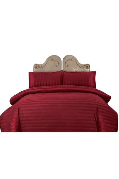 OEM Double Bed Set with Elastic, Damask, 2 Persons, 180x230 cm, Bordeaux