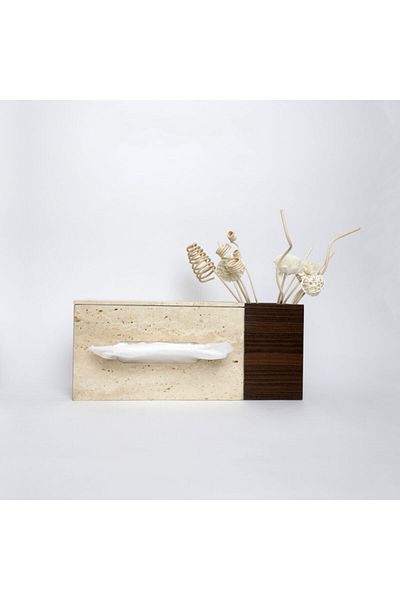 ranwa Natural Marble Tissue Box with Vase by