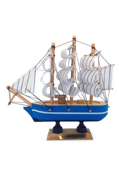 OEM Decorative Wooden Ship 13x13 cm Blue M1
