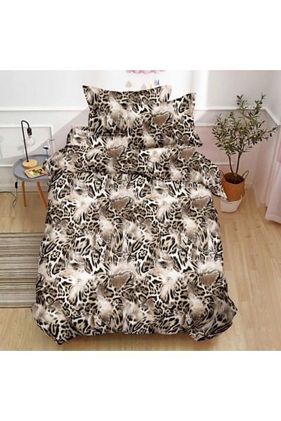 OEM Bed Linen Set, Satin-Finet, Single, 150x220 cm, 4 Pieces, Animal Print, Multicolor