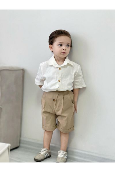 favorimkids Short Cream Cotton Suit Cotton Pant Bottom Top Suit – Stylish and Stylish