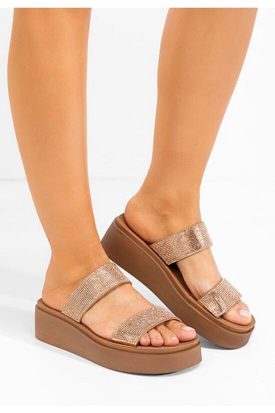 B T Shoes Papuci cu platformă Keery champagne