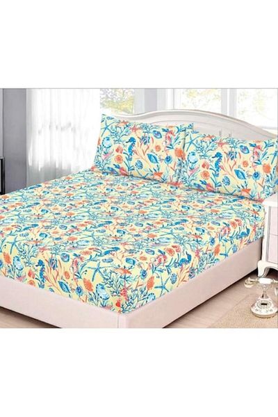 OEM Cearșaf de pat cu elastic, 1 persoană, 2 bucăți, multicolor, 140x200 cm