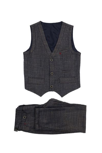 Doctor junior Boy's Brown Three Button Vest Metal Waist Adjustable Double Leg Pants Suit