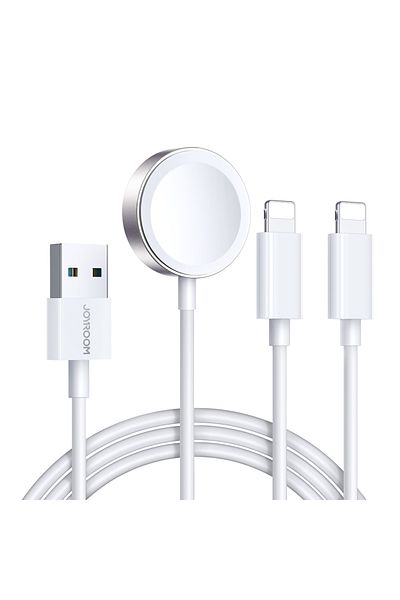 Joyroom 3w1 Kabel przewód USB-A z ładowarka indukcyjną + 2x iPhone Lightning 1.2m biały