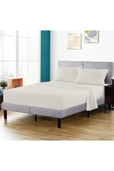 OEM Lenjerie de pat dublu, 6 piese, 220x230 cm, imprimeu uni, ivoire