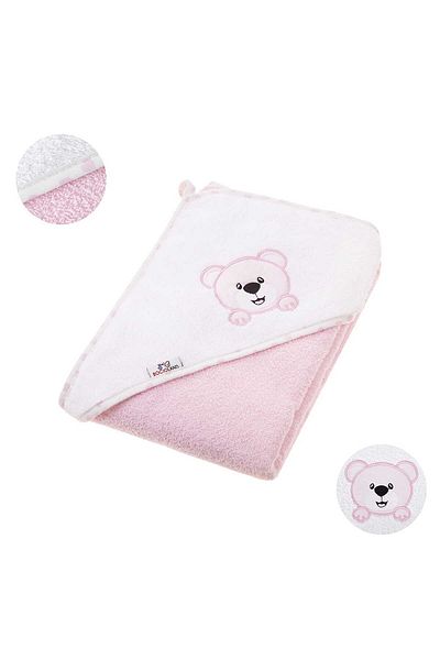 Bocioland Prosop De Baie Pentru Copii Teddy Bear, Bumbac, 80x80 Cm, Roz