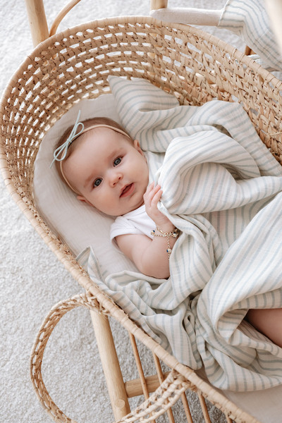 TBA COLLECTION غطاء الموسلين |   سلسلة الخط - أزرق