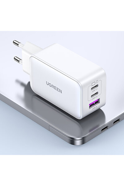 Ugreen Szybka ładowarka sieciowa GaN 65W USB-A / 2x USB-C biała
