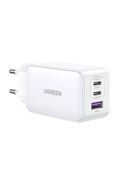 Ugreen Încărcător rapid de perete GaN 65W USB-A / 2x USB-C, alb