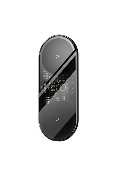 Baseus Încărcător wireless dual QI cu afișaj USB-C 20W - Negru