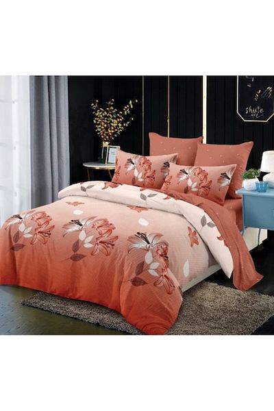 OEM Bed Linen Set, Finet, 4 Pieces, Single Person, 160x200cm, Lily Print, Multicolor