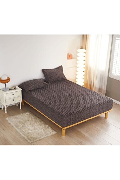 OEM Husa de pat cocolino, 180x200 cm, 2 fete de perna, 2 persoane, gri inchis