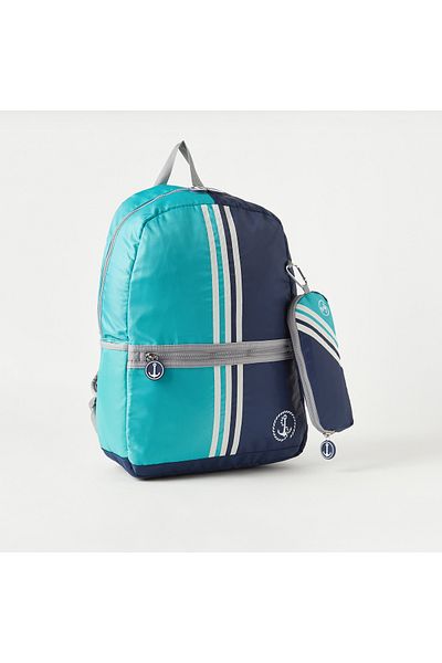 Juniors Striped Backpack with Adjustable Strap and Pencil Case - 18 inches