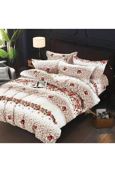 OEM Double Bed Linen, 6 Pieces, 2 Persons, 245x250 cm, Elegant Roses Print, Multicolor