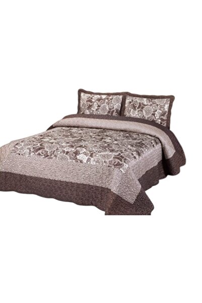 OEM Double Bedspread, Organza Silk, 3 Pieces, 230x250cm, Beige Shades