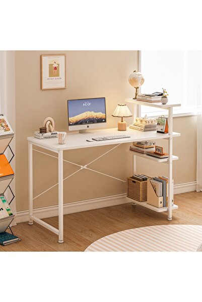 Sheinhome 4-Tier Storage Shelf Study Desk Room-Saving Office Desk Writing Table Workstation