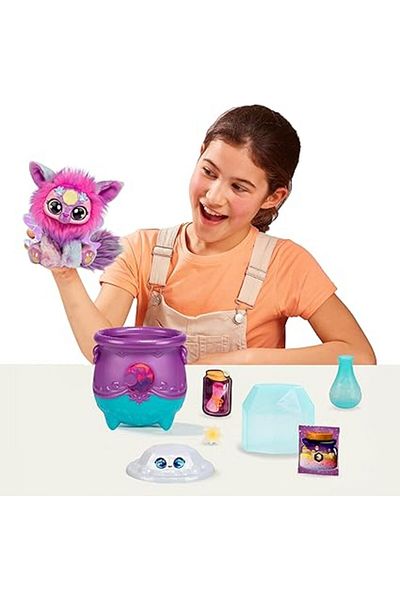 Magic Mixies Moon Gem Surprise Cauldron | Fizzing Reveal Plush & 2 Magical Lunar Surprises
