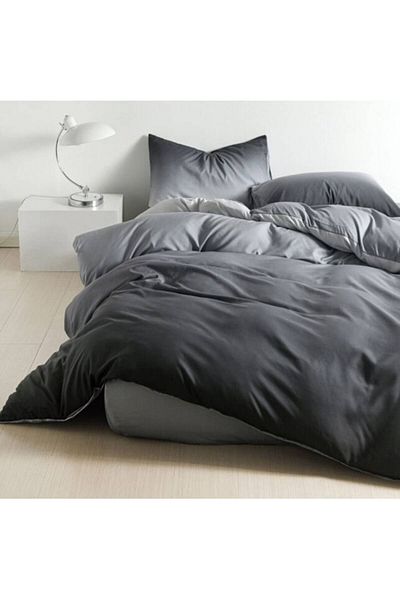 OEM Double Bed Linen, Satin Cotton, 4 Pieces, 2 People, 240x250cm, Dark Gray Gradient Print