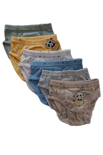 Panda Kiddo 6 Pcs 100% Cotton Boy's Derby Ribbed Slip