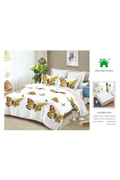 OEM Lenjerie de pat dublă, 6 piese, 180x200 cm, model floral multicolor