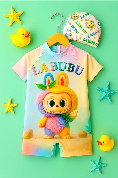 DeKuBaby New Season Cute Character Printed Boned Fast Drying Featured Girl's Jumpsuit Swimsuit
