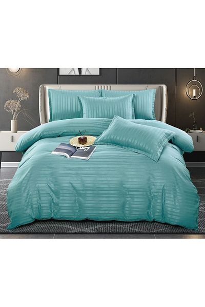 JOJO HOME Double Bed Linen Set, Jojo Home, Luxury Damask, 6 pieces, 2 persons, 230x250cm, Turquoise