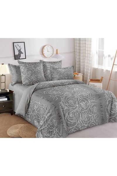 OEM Double Bed Linen, Finet, 6 Pieces, 2 Persons, Gray-Silver, 250x230cm