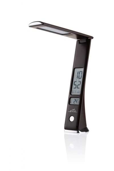 ETA Lampă de birou LED 0893 90000, 6 W, braț flexibil, afișaj LCD cu oră și dată, alarmă, maro