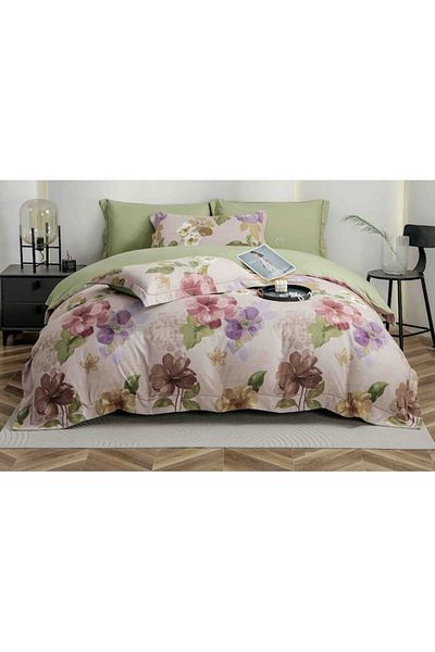 OEM Luxury Bedding Set, Jojo Home, Fine Cotton, 6 pieces, 2 persons, 180x200cm, Pastel Floral Print, Mul