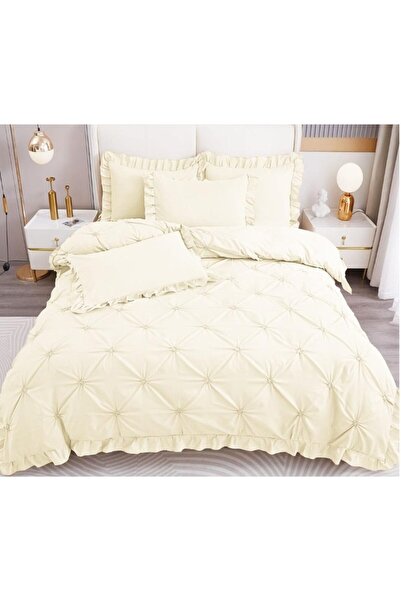 OEM Embroidered double bed linen, Finet, 4 pieces, 2 persons, 230x250cm, Butter White