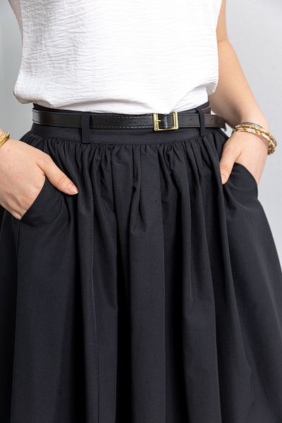 TUĞBA ERGÜL Women's Linen Belt Detailed Skirt