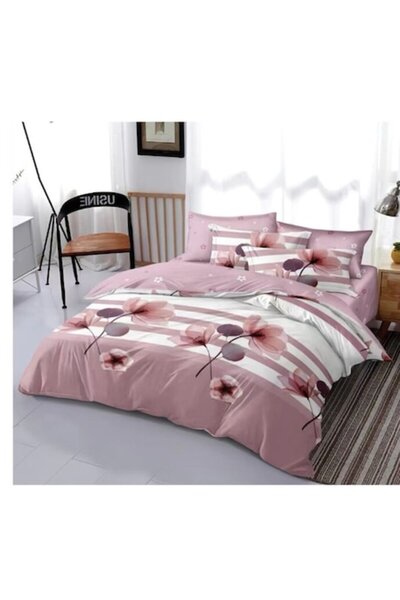 OEM Double Bed Linen 6 Pieces, 2 Persons, 180x200 cm, Magnolia Print, Multicolor