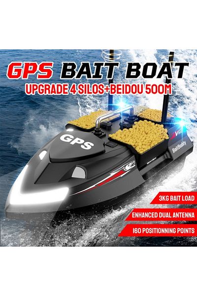 iUni Čln na pestovanie, nadit a návnady V802 PRO, GPS, 2 batérie 12000 mAh, 4 nádrže, 3 kg, 500 m, čierny