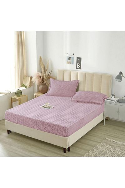 OEM Husa si 2 fete perna, Cocolino, Sherpa Throw, Tricot, 3 Piese, 180x200cm, Lila